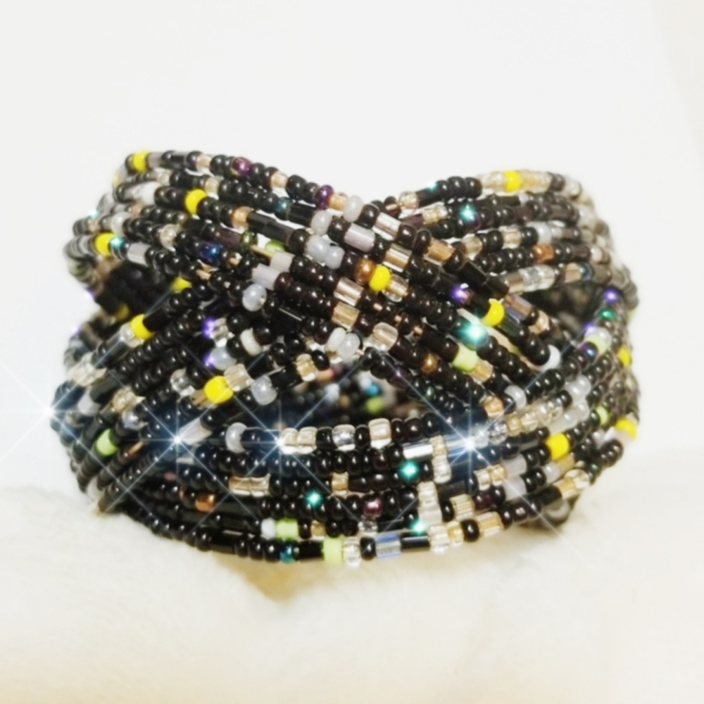 ⭐️Bohemian Beaded Braided  Wire Cuff Bangle Bracelet⭐️